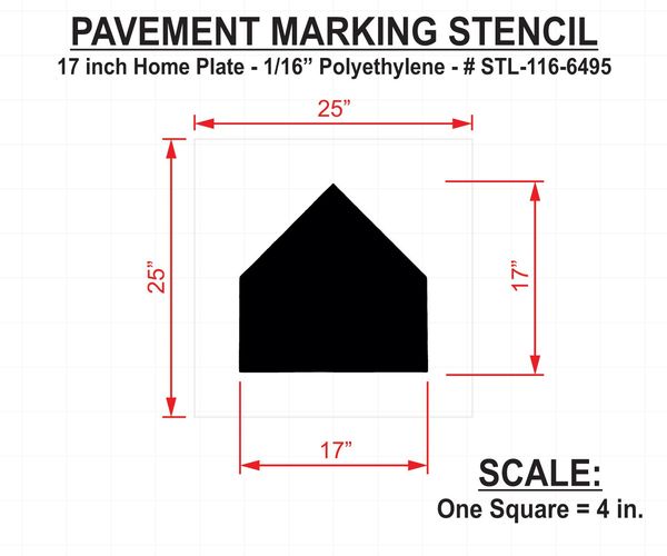 Athletic Stencil, Home Plate, 17 in, 1/16