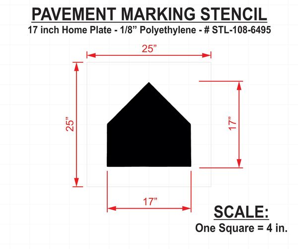 Athletic Stencil, Home Plate, 17 in, 1/8