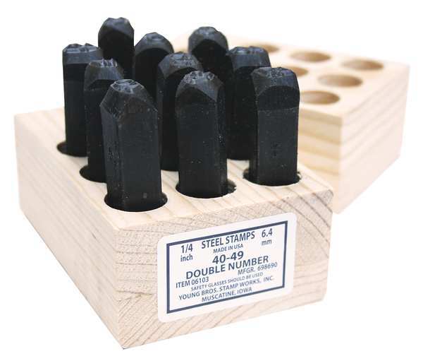 Number Set, 1/4 In. H, Steel, 60 to 69