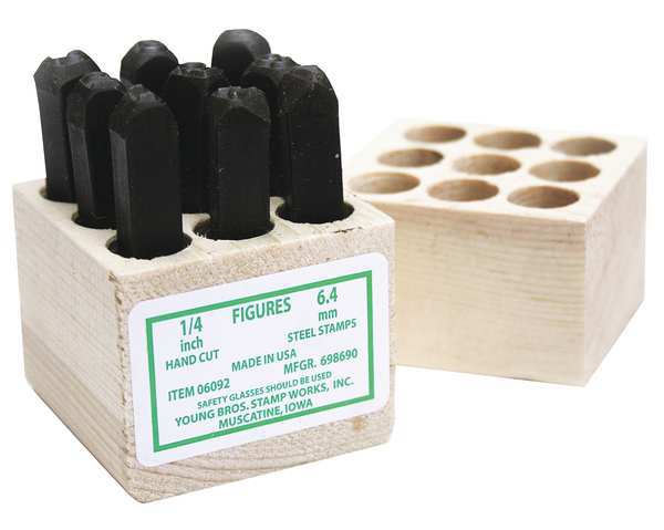 Hand Cut Number Set, 3/16inH, Gothic, Steel