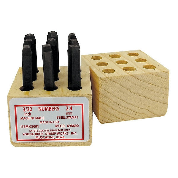 Machine Made Number Set, 3/32in H, Gothic