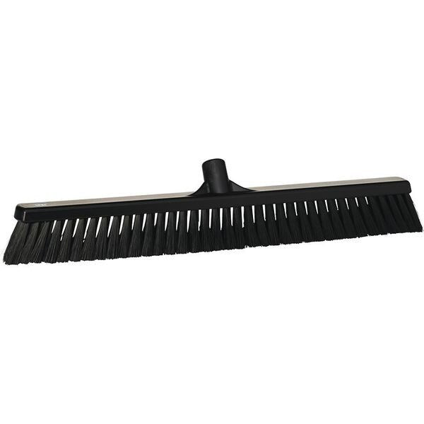 24 in Sweep Face Broom Head, Soft, Synthetic, Black