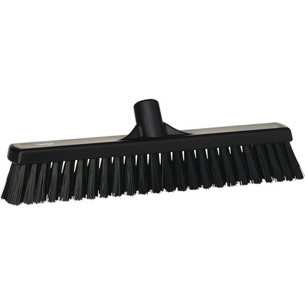 16 in Sweep Face Combo Floor Broom Head, Soft/Stiff Combination, Synthetic, Black