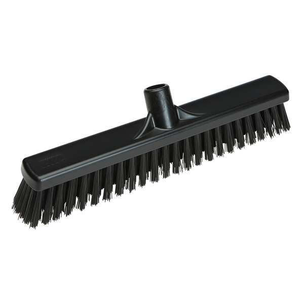 16 in Sweep Face Combo Floor Broom Head, Soft/Stiff Combination, Synthetic, Black