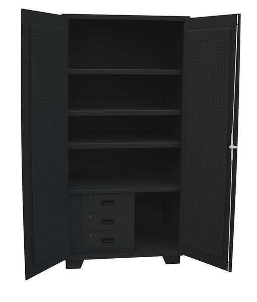 14 ga. ga. Steel Pegboard Storage Cabinet, 36 in W, 78 in H, Stationary