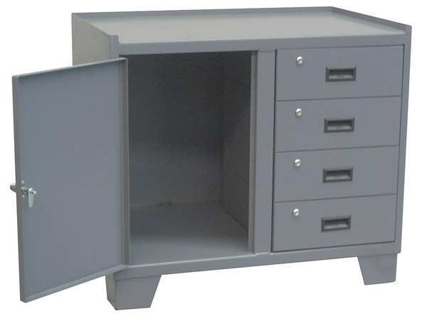 14 ga. Steel Storage Cabinet, 36 in W, 33 in H, Stationary