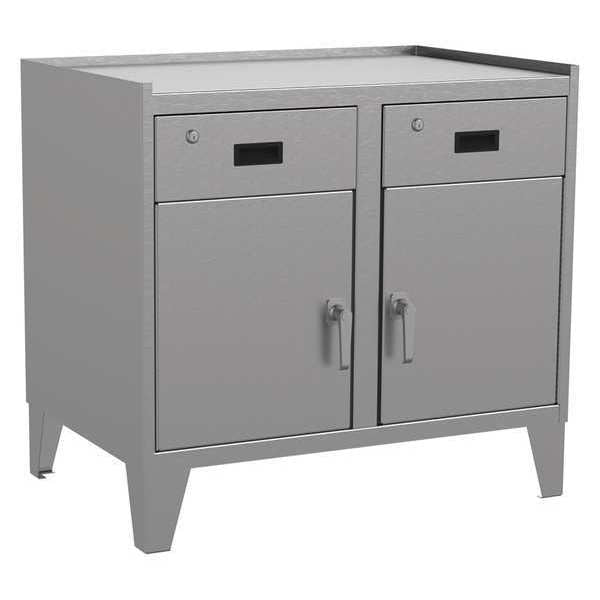 16 ga. Stainless Steel Storage Cabinet, 36 in W, 34 in H, Stationary