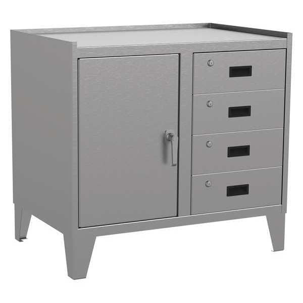 16 ga. Stainless Steel Storage Cabinet, 36 in W, 34 in H, Stationary