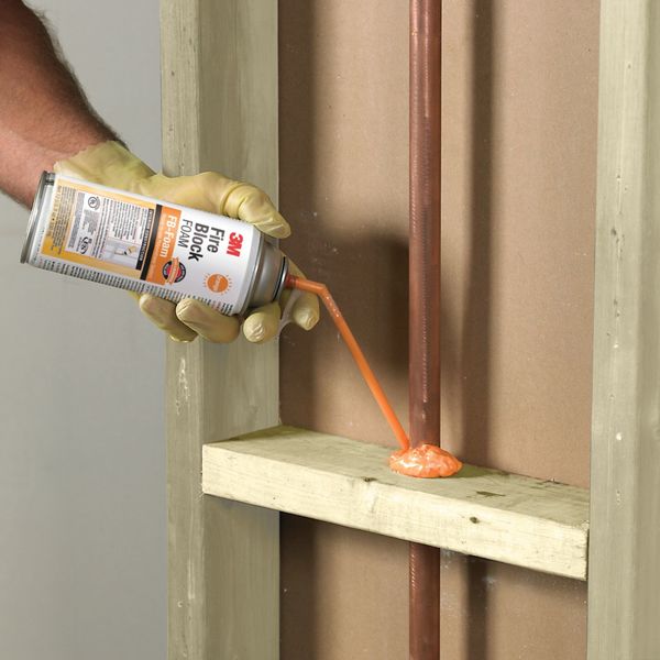 Fire Block Foam, Aerosol, Orange, Polyurethane Foam, Self-Leveling, 12 oz