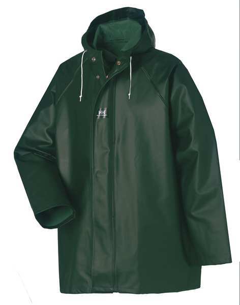 Rain Jacket with Hood, Green, 3XL, Material: PVC