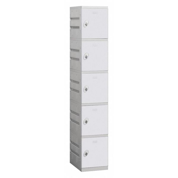 Wardrobe Locker, 12Wx78Hx18D, 5 Tier, Gray