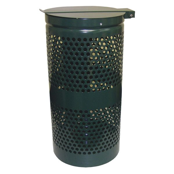 10 gal Trash Can, Green, Aluminum, Steel