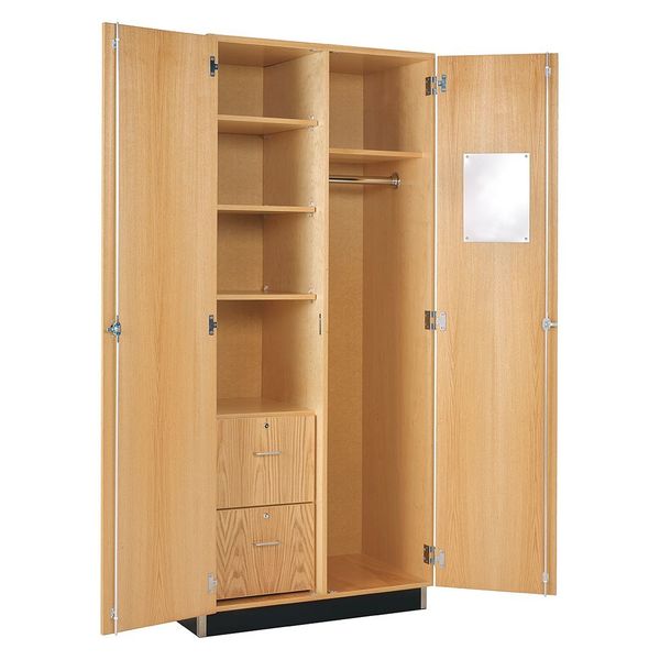 Red Oak Wardrobe Storage Cabinet, 36 in W, 84 in H