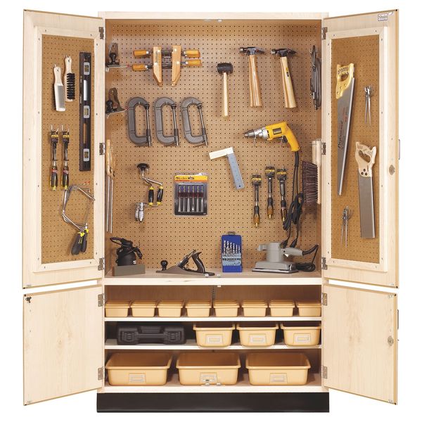 Maple Tool Storage Cabinet, 48 in W, 84 in H