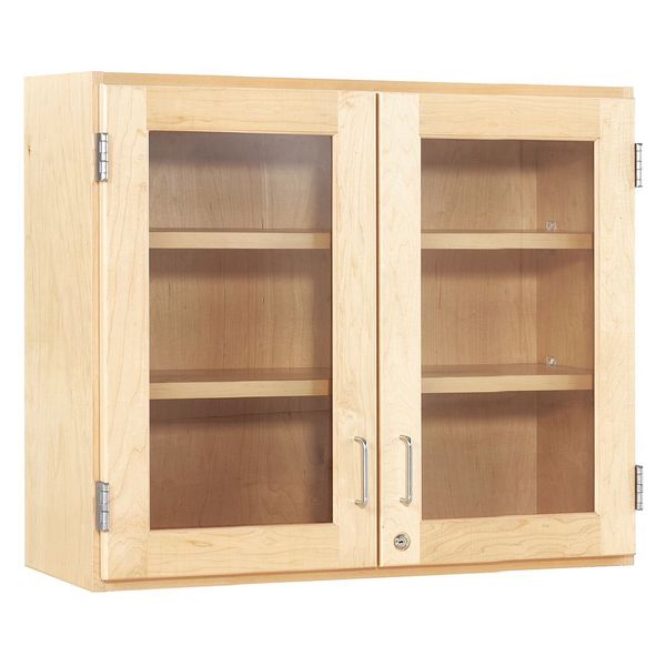 Red Oak Clear View Storage Cabinet, 42 in W, 30 in H
