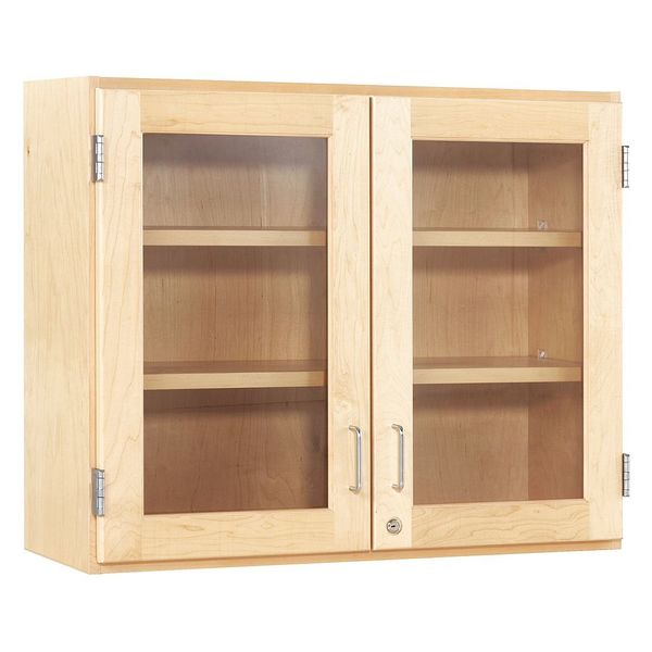 Red Oak Clear View Storage Cabinet, 48 in W, 30 in H