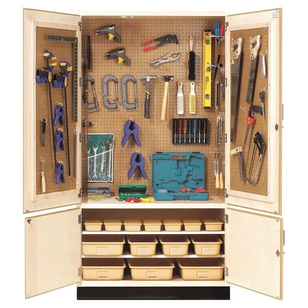 Maple Tool Storage Cabinet, 48 in W, 84 in H