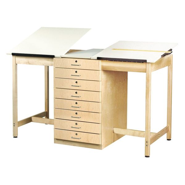 Rectangle Drafting Table, 2 Station, 8 Drawer, 70