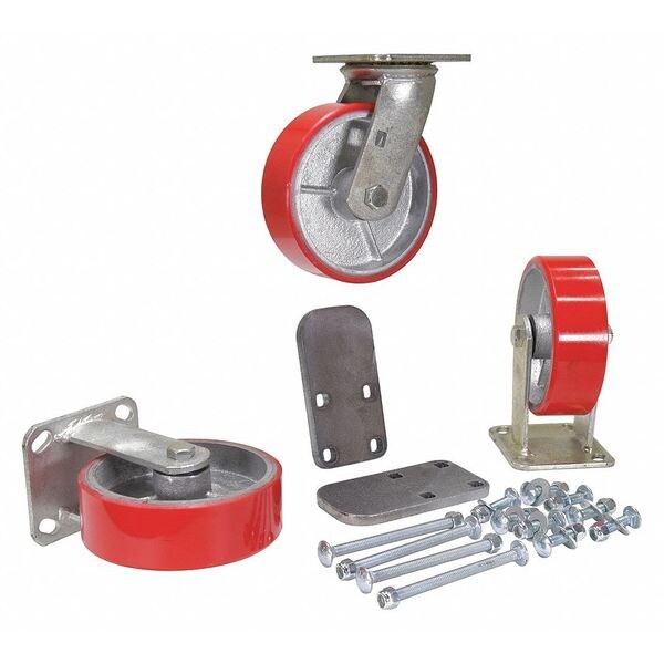 H-Style -25 & -50 Hopper Poly-On-Steel Caster 3 Piece 3600 lb 6 x 2