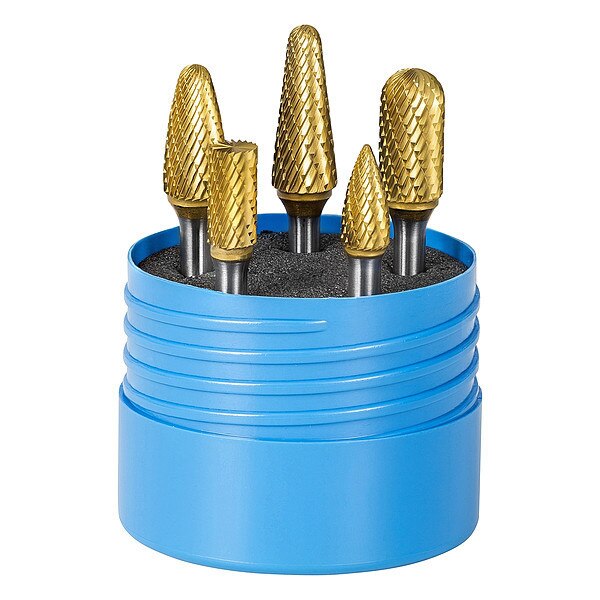 Carbide Bur Set, Double Cut, 5 pcs.
