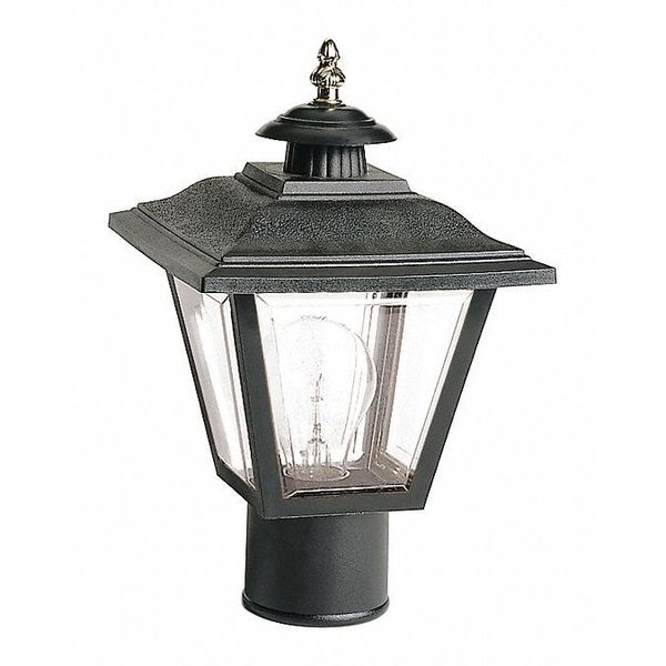 1-Light - 13ft.ft. Coach Post Top Lantern with Finial Beveled Acrylic Panels Black Finish