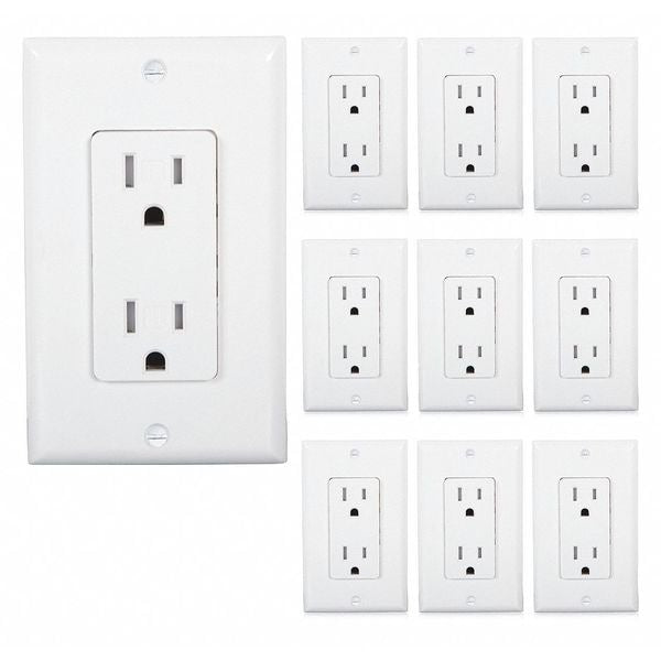 Tamper Resistant Duplex Receptacle Wall Outlet, Number of Gangs: 1 Black