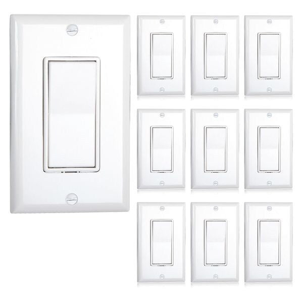 3 Way Decorative Wall Switch On/Of Wall Plates, Number of Gangs: 1 White