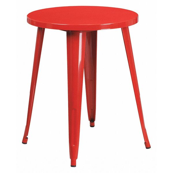 Round Red Metal Table, 24RD, 24