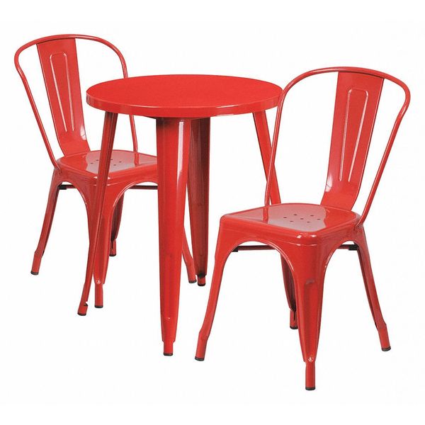 Round Red Metal Table Set, 24RD, 24