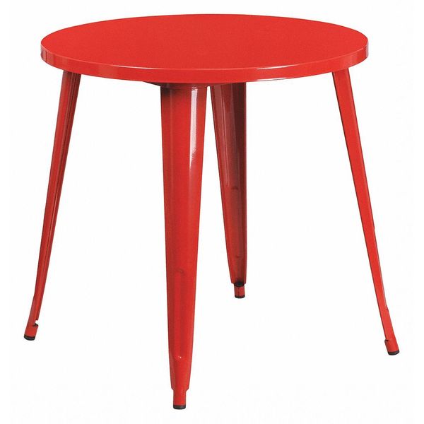 Round Red Metal Table, 30RD, 30