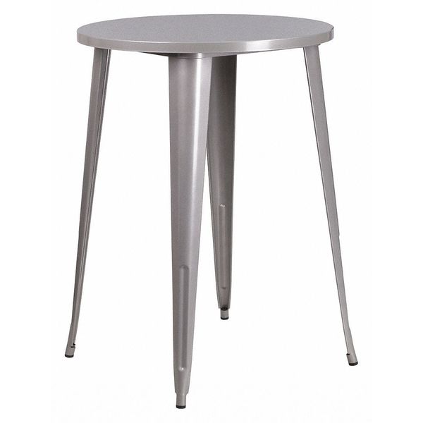Silver Metal Bar Table, 30RD, 30