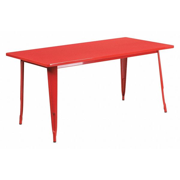 Rectangle Red Metal Table, 31-1/2