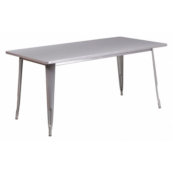 Rectangle Silver Metal Table, 31-1/2
