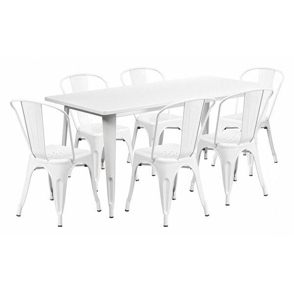 Rectangle White Metal Table Set, 31-1/2
