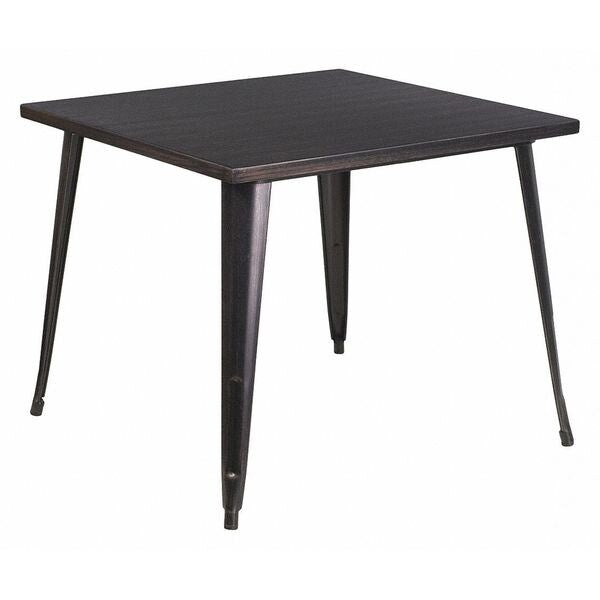 Square Antique Metal Table, 35.5SQ, 35.5
