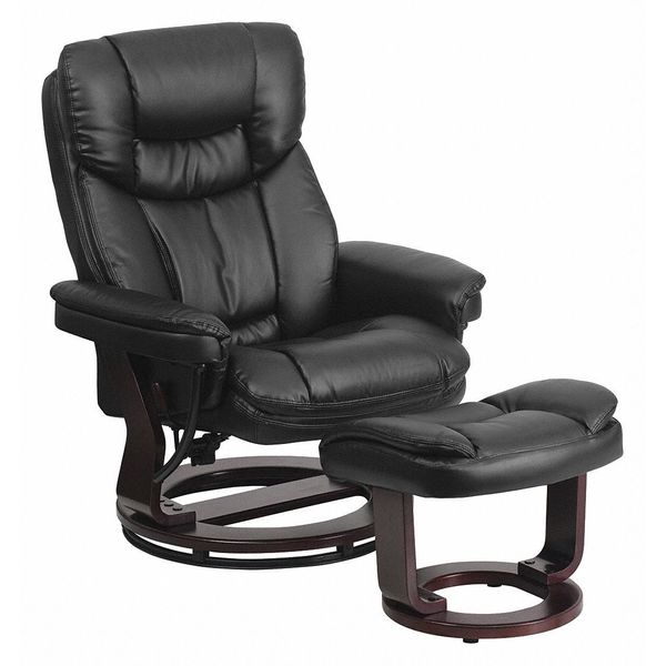 Black LeatherSoft Swivel Recliner & Curved Ottoman