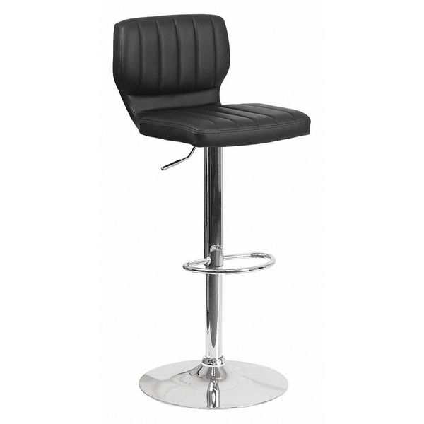 Black Vinyl Barstool, Adj Height