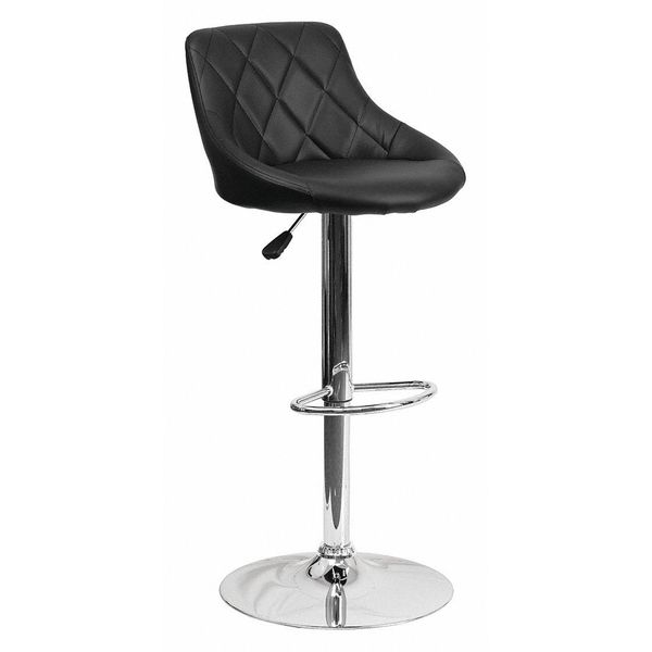 Black Vinyl Barstool, Adj Height, Seat Height Range: 23