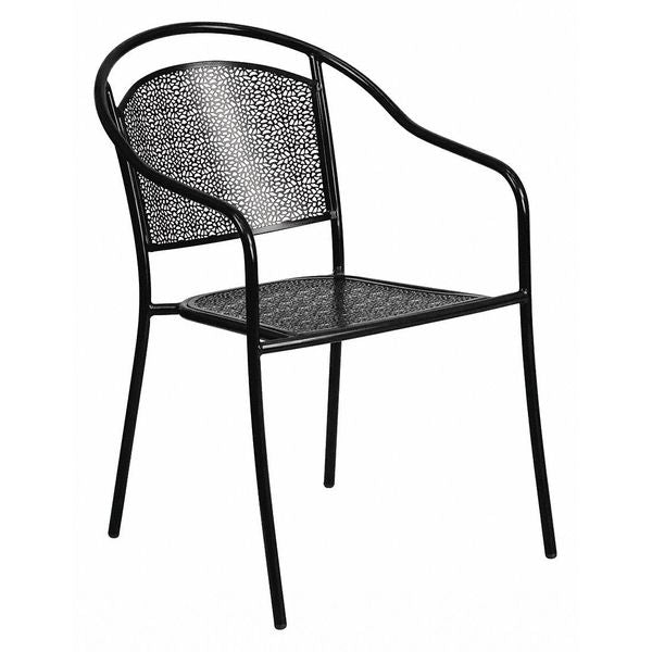 Black Steel Patio Arm Chair with Round Back