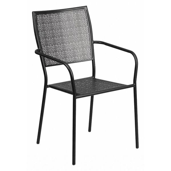 Black Steel Patio Arm Chair with Square Back
