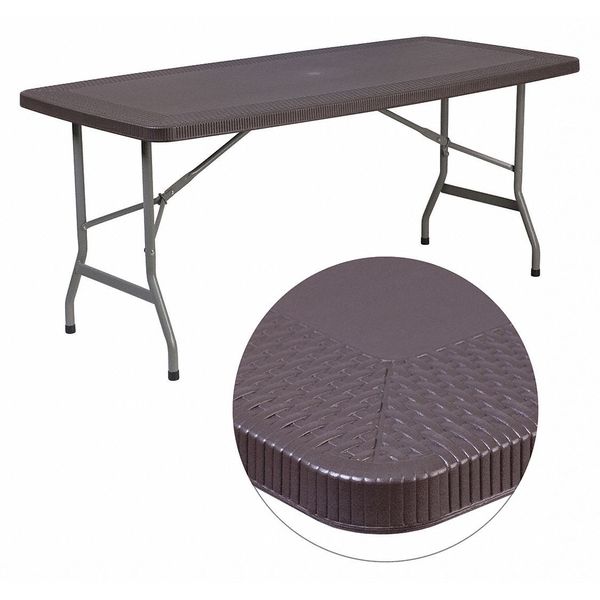Rectangle Brn Rattan 30X96 Fold Table, 32.5