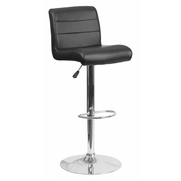 Black Vinyl Barstool, Adj Height
