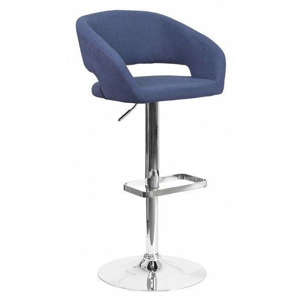 Blue Fabric Adjustable Height Barstool