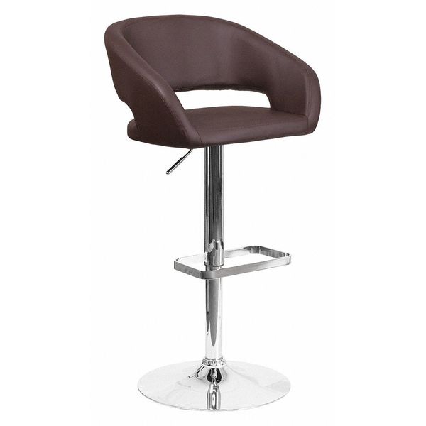 Brown Vinyl Adjustable Height Barstool