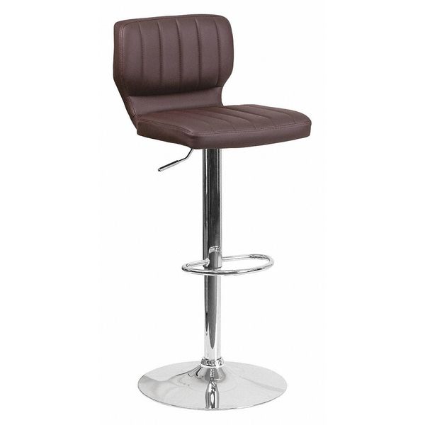 Brown Vinyl Barstool, Adj Height, Frame Material: Metal