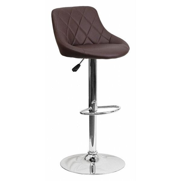 Brown Vinyl Barstool, Adj Height, Seat Height Range: 23