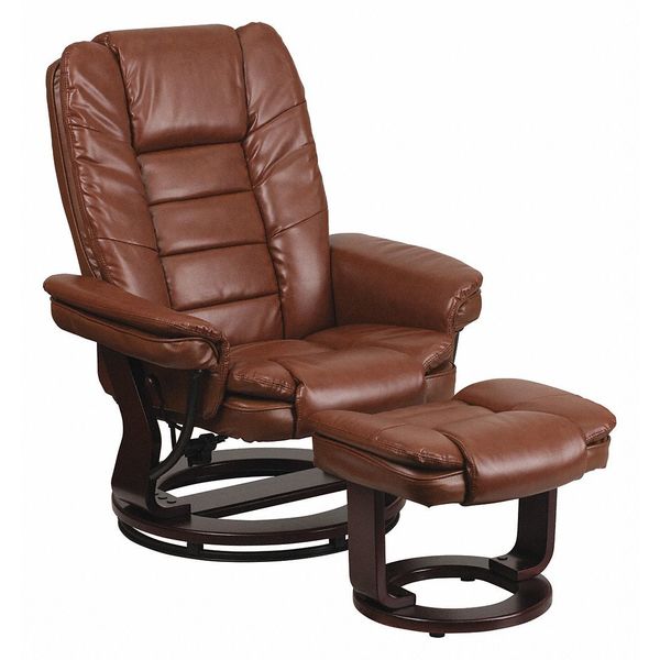 Brown Aged LeatherSoft Swivel Recliner & Ottoman