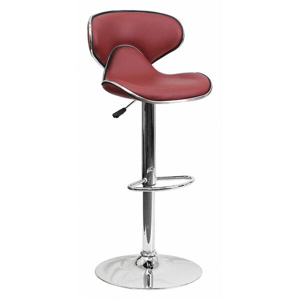 Burgundy Vinyl Barstool, Adj Height