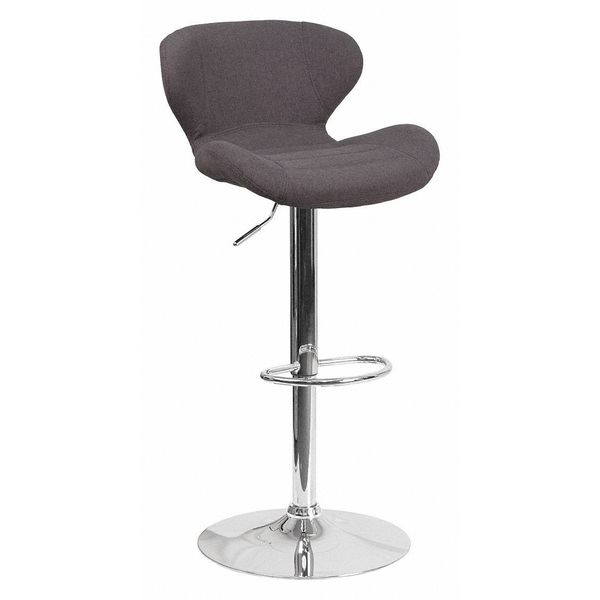 Charcoal Fabric Barstool, Adj Height