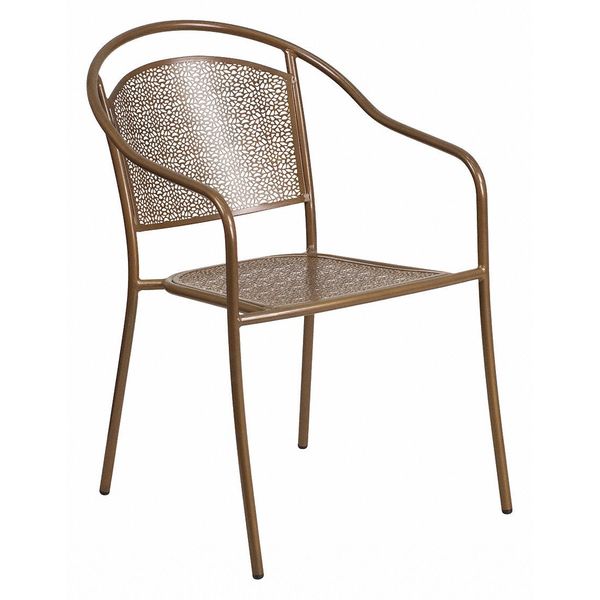 Gold Steel Patio Arm Chair with Round Back